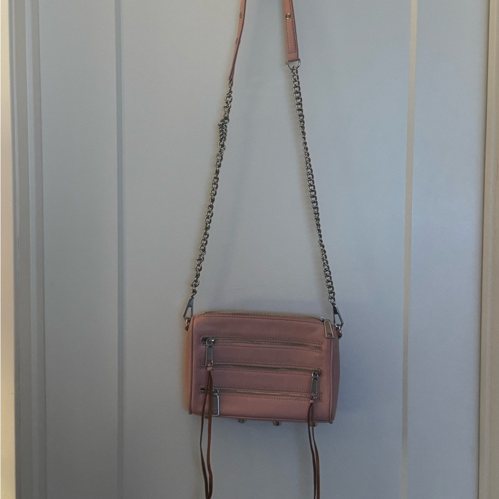 Rebecca Minkoff Pink Leather Mini Crossbody with Chain Strap
